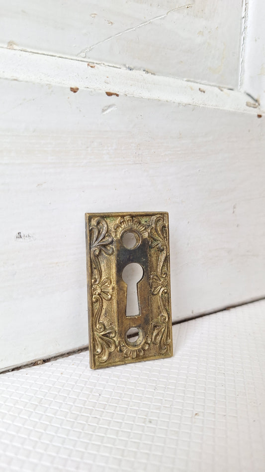 Parthenon Design Escutcheon by Corbin, Antique Bronze Key Plate, Antique Key Hole Covers 041704