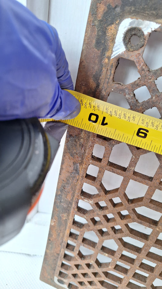 14 x 12 Antique Iron Lattice Pattern Vent Cover, Cast Iron Floor Vent, Ornate Iron Grate Heat Vent Cover Antique Floor Grate #041903