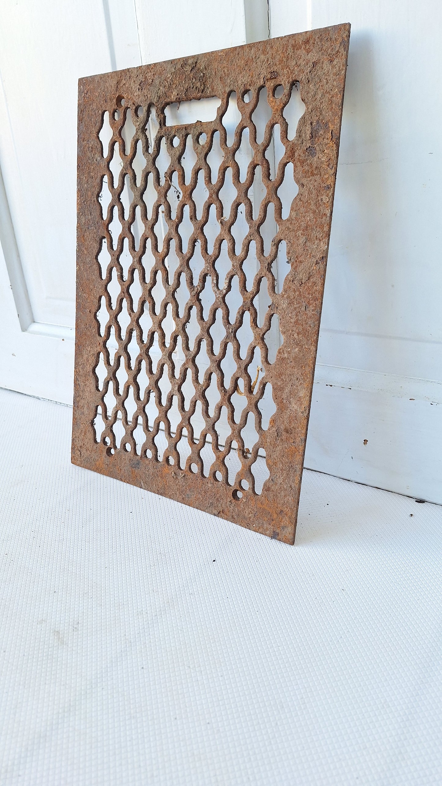 10 x 14 Antique Cast Iron Lattice Pattern Vent Cover, Floor Register Cover #040204