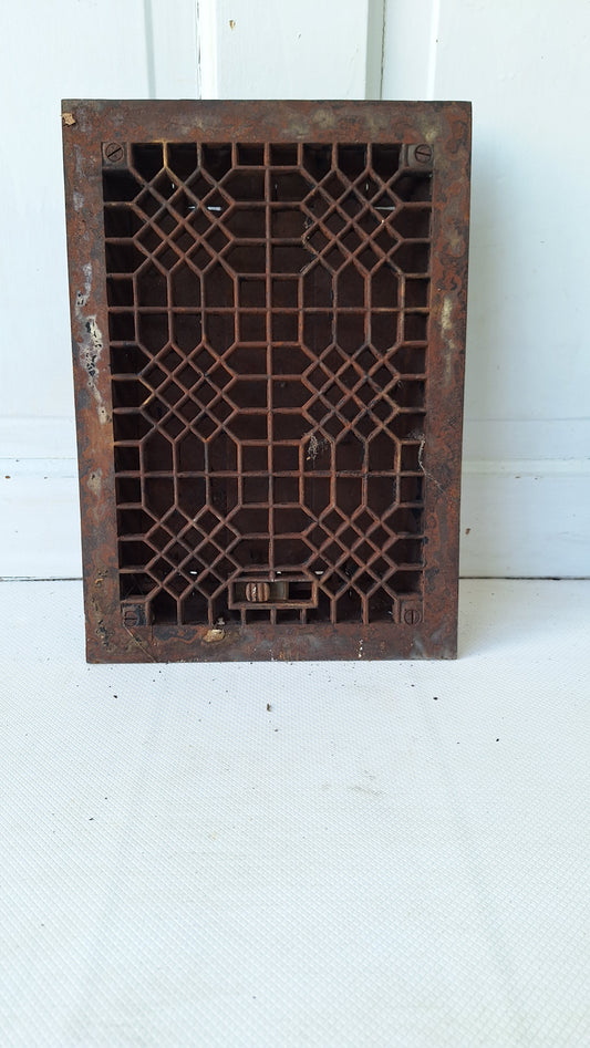 10 x 14 Antique Cast Iron Vent Grate Cover, Working Vent Cover with Dampers, Heating Vent, Cast Iron Grate, Decorative Grate 042408
