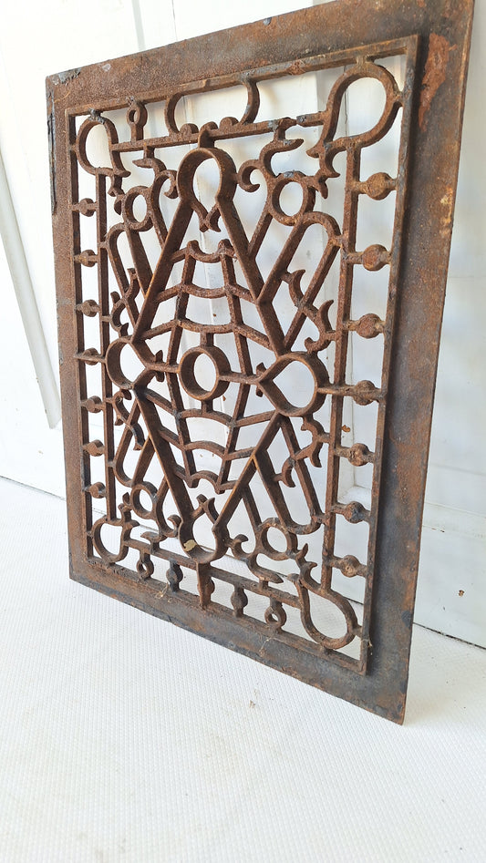 12 x 16 Iron Vent Grate Cover, Fancy Iron Antique Vent, Heating Vent, Cast Iron Grate, Decorative Grate 042409