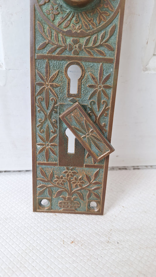 Large Bronze Victorian Exterior Back Plate, Double Key Hole Entry Plate, Front Door Escutcheon 050304