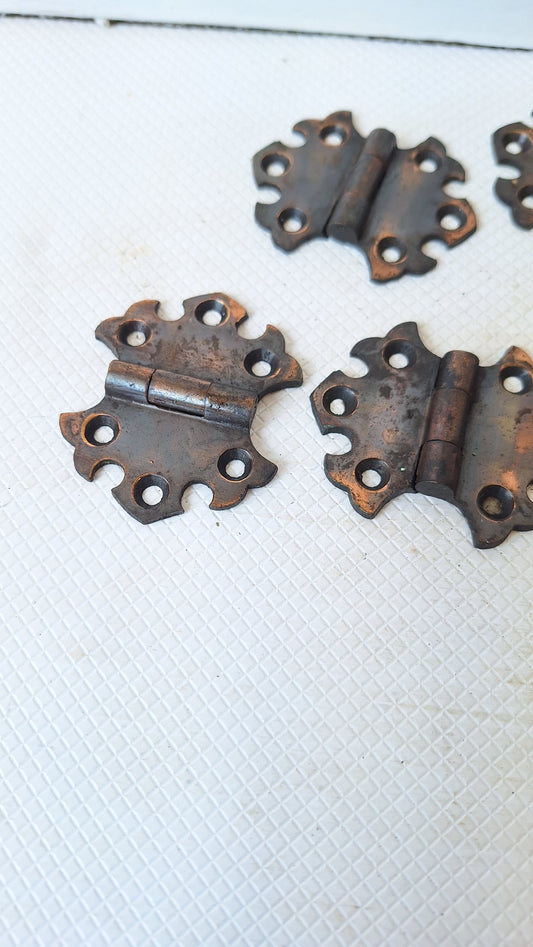 Six Antique Butterfly Cabinet Door Hinges, Small Cabinet Door Hinge Set 050609