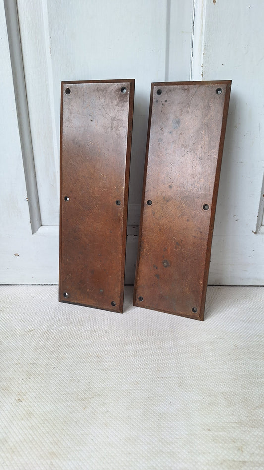 12 x 4 Heavy Bronze or Brass Push Plate Set, Vintage Brass Swinging Door Plates, Pair of Butler Door Plates 051203