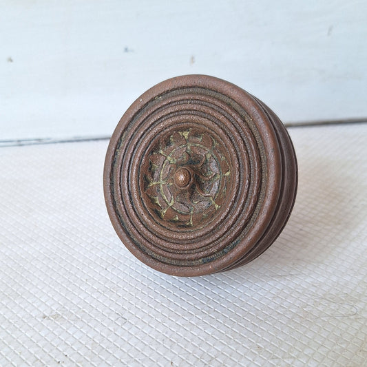 Large Hopkins & Dickinson Bronze Knob, Antique 1800s Doorknob, Architecture Salvage, Fancy Doorknob 053005