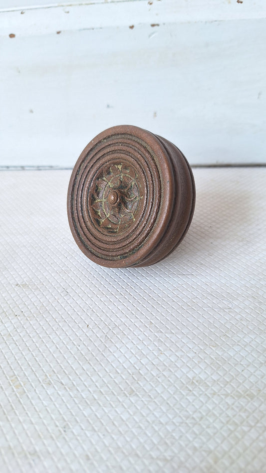 Large Hopkins & Dickinson Bronze Knob, Antique 1800s Doorknob, Architecture Salvage, Fancy Doorknob 053005