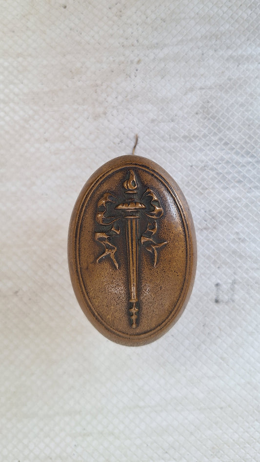 Torch Emblem Bronze Oval Doorknob, Heavy Bronze Doorknob with Torch Design, Antique Oval Door Knob 060304