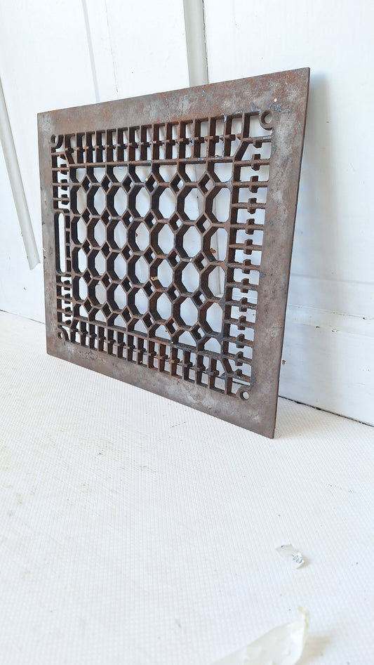 12 x 14"  Vintage Cast Iron Register, Scroll Design Vent Cover, Architecture Salvage, Heating Grate, Cold Air Return, Grate 060305