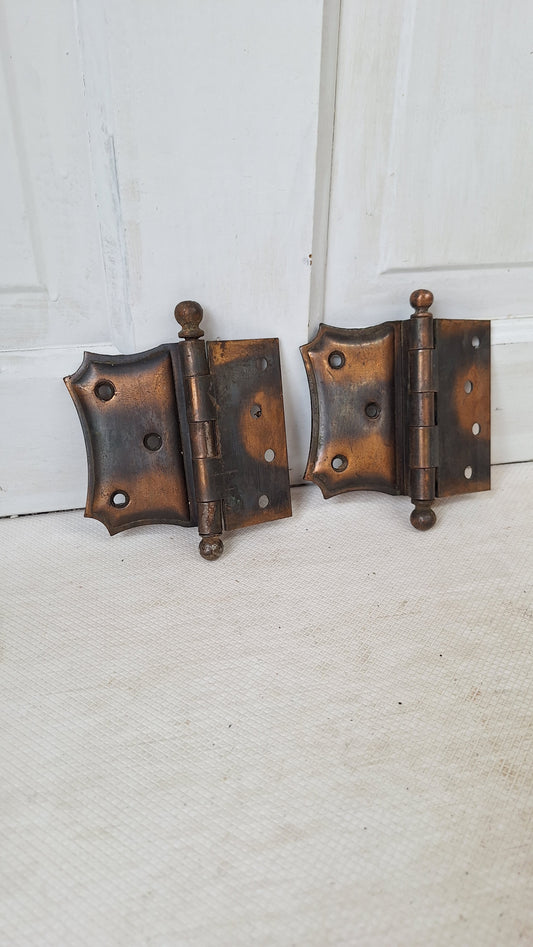 Decorative Half Mortise Hinges, Left Hand Swing, Butterfly Style Antique Hinges, Large Door Hinges, Offset Vintage Hinges 060403