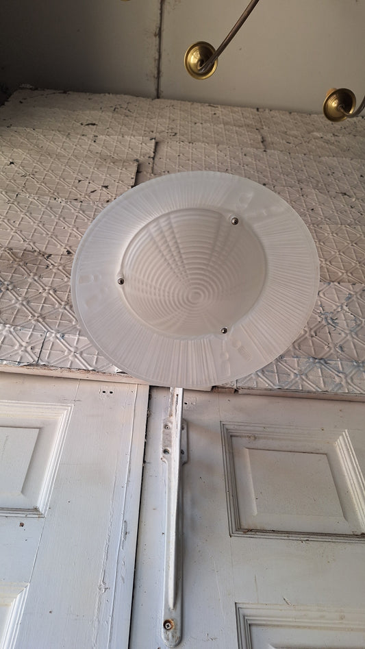 Molded Glass Shade Three Chain Art Deco Light, Semi Flush Antique Light Shade, Etched Glass Vintage Shade, Architectural Salvage 062101