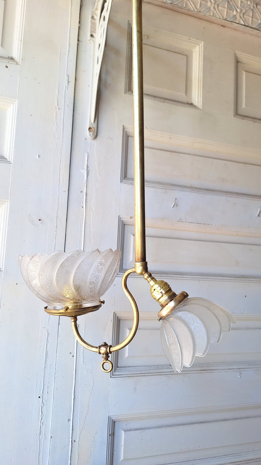 Antique Gas Lamp, Gas and Electric, Vintage Gas Light, Brass Gas Fixture Antique Gas Light Antique Brass Light Vintage Brass Victorian Light
