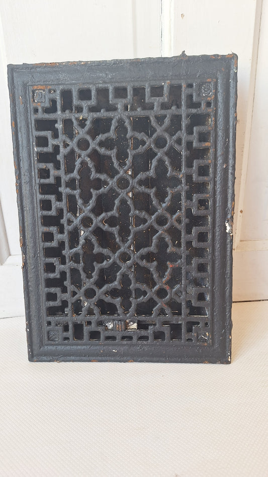 10 x 14 Decorative Cast Iron Vent Grate Cover, Working Vent Cover with Dampers, Heating Vent, Cast Iron Grate, Antique Vent Grate 070501
