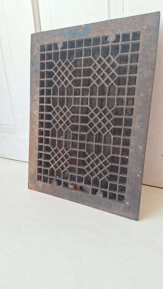 12 x 16 Floor Vent Cover, Cold Air Return, Large Floor Vent, Large Grate Ornate Iron Grate Heat Vent Cover Floor Grate 070502