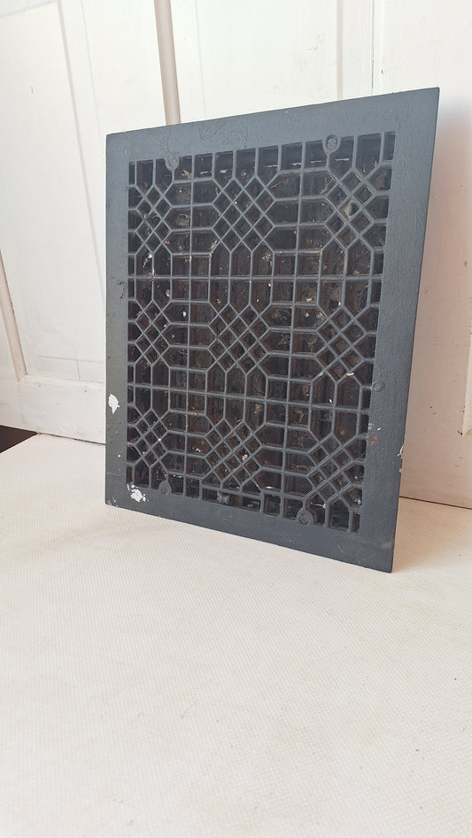 14 x 17 Large Cast Iron Vent Grate Cover, Working Antique Vent with Louvers, Heating Vent 070503