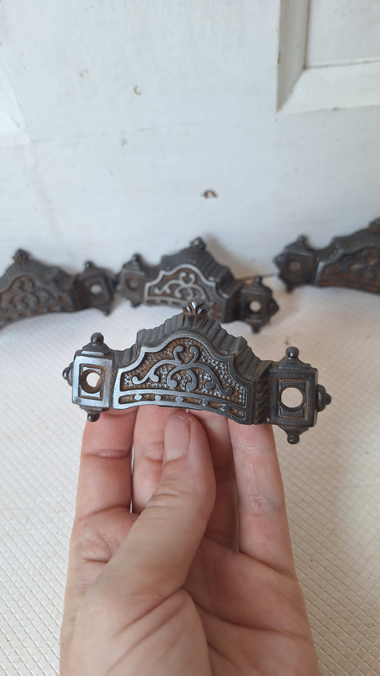 Cast Iron Antique Drawer Pull Set of Four, Cast Iron Handle Antique Victorian Hardware 070509