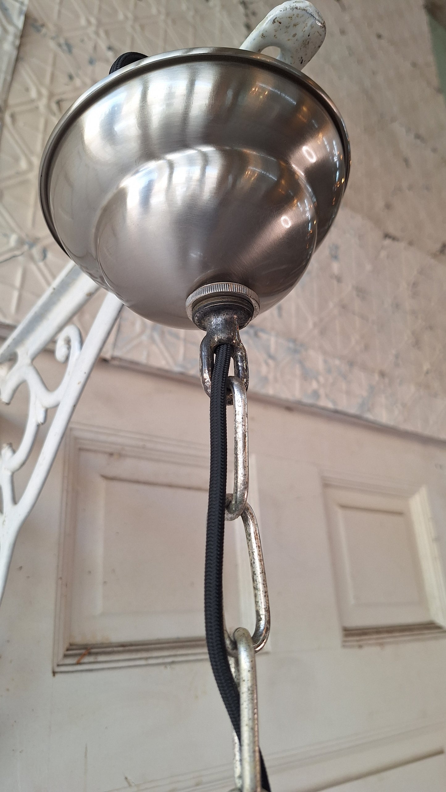 Antique Silver Plated Five Arm Chandelier:  Candelabra Style, Architectural Salvage