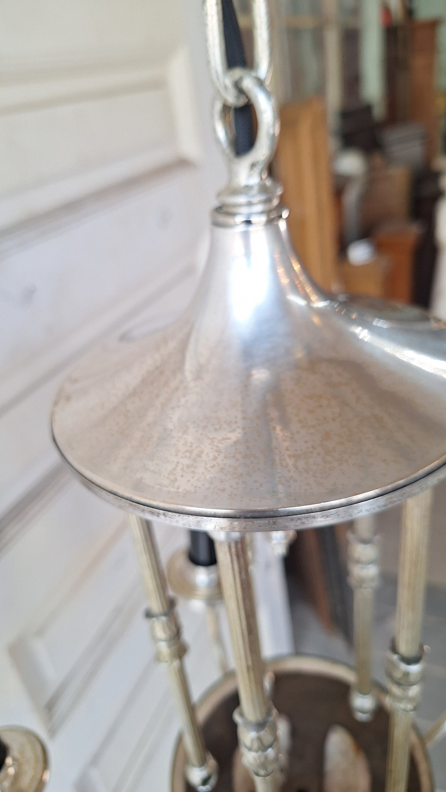 Antique Silver Plated Five Arm Chandelier:  Candelabra Style, Architectural Salvage