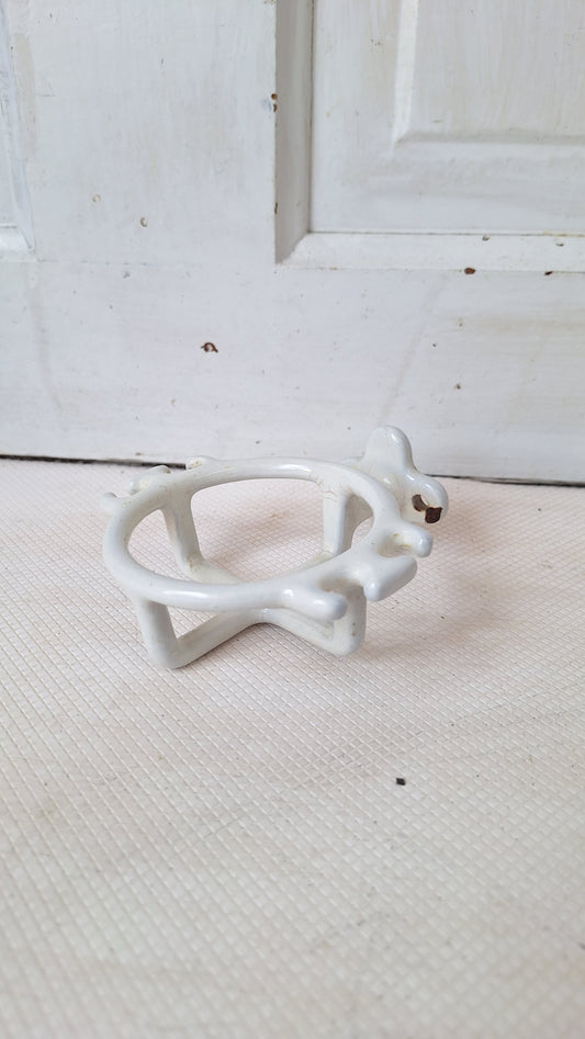 Vintage Toothbrush Holder, Toothbrush Rack, White Porcelain or Ceramic Bathroom Accessory, Antique Bathroom, Salvaged Bathroom 072401
