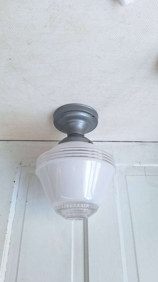 Vintage Flush Mount Antique White Glass Globe Light, Vintage Milk Glass Globe Light Fixture, Vintage Large Glass Globe Ceiling Light 072402