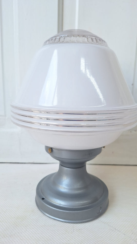 Vintage Flush Mount Antique White Glass Globe Light, Vintage Milk Glass Globe Light Fixture, Vintage Large Glass Globe Ceiling Light 072402