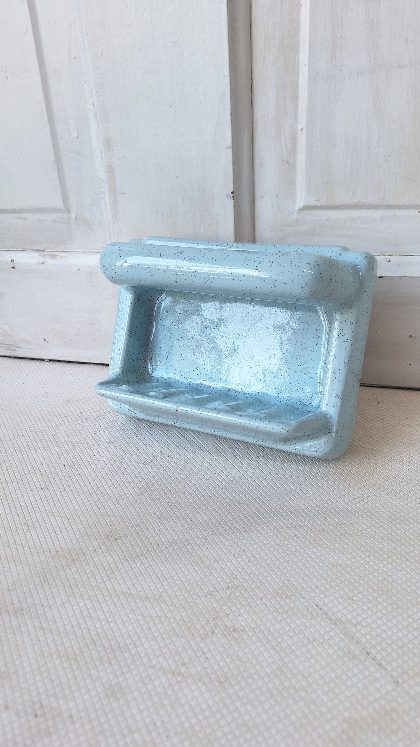Vintage Blue Built In Vintage Soap Holder, Tile Around Shower Soap Dish, Vintage Shower Soap Dish 072403