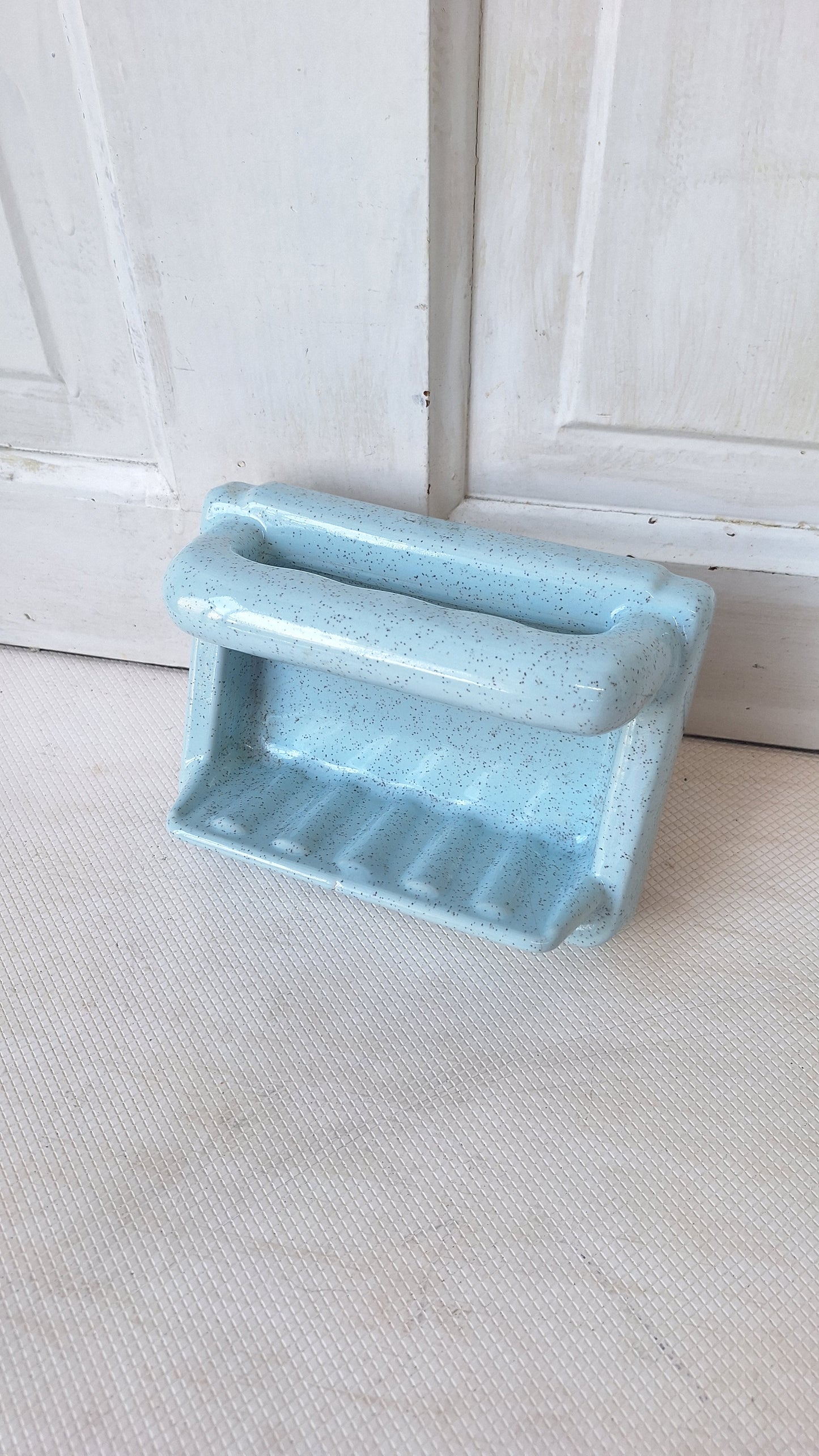 Vintage Blue Built In Vintage Soap Holder, Tile Around Shower Soap Dish, Vintage Shower Soap Dish 072403