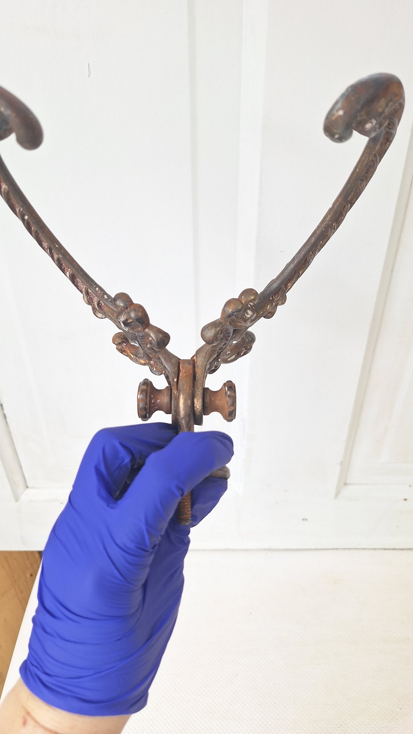 Large Cast Iron Victorian Hall Tree Hook, Ornate Iron Design Antique Coat Hook, Large Double Hook, Architecture Salvage 072702