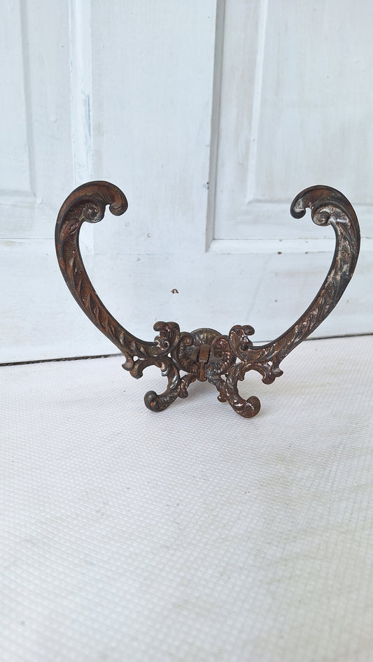 Large Cast Iron Victorian Hall Tree Hook, Ornate Iron Design Antique Coat Hook, Large Double Hook, Architecture Salvage 072702