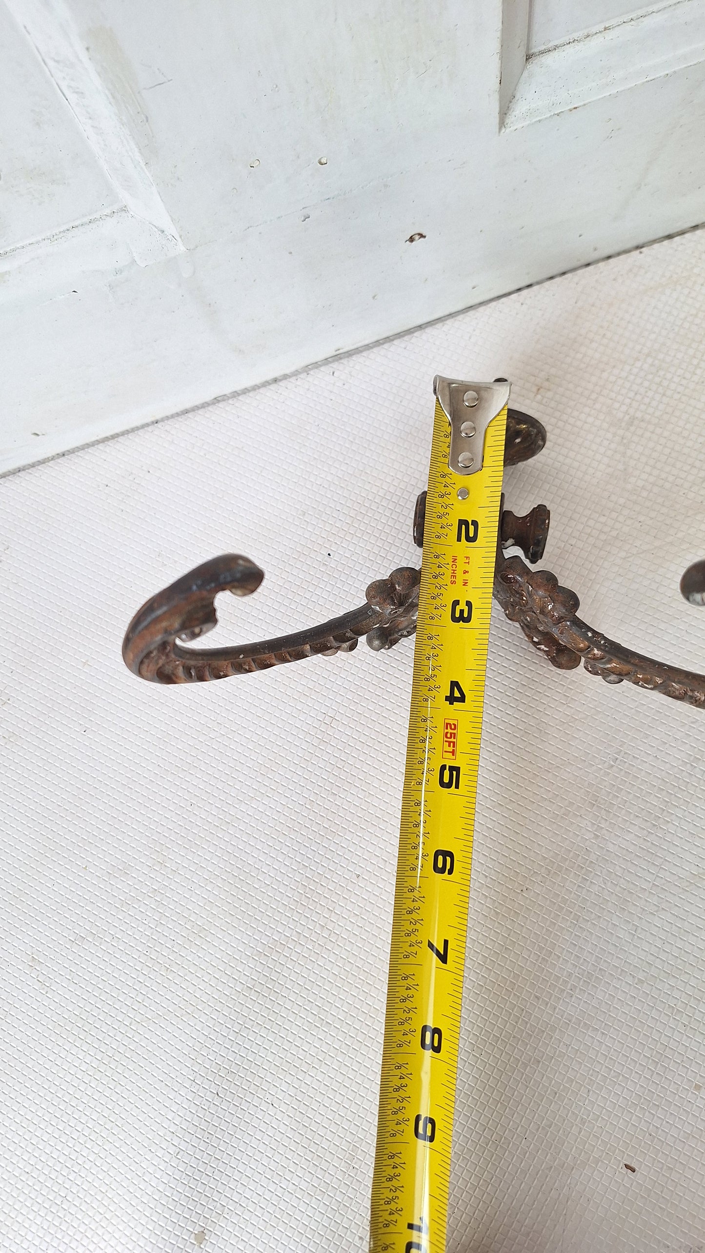 Large Cast Iron Victorian Hall Tree Hook, Ornate Iron Design Antique Coat Hook, Large Double Hook, Architecture Salvage 072702