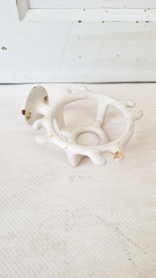 Vintage Toothbrush Holder, Toothbrush Rack, White Porcelain or Ceramic Bathroom Accessory, Antique Bathroom, Salvaged Bathroom 072801