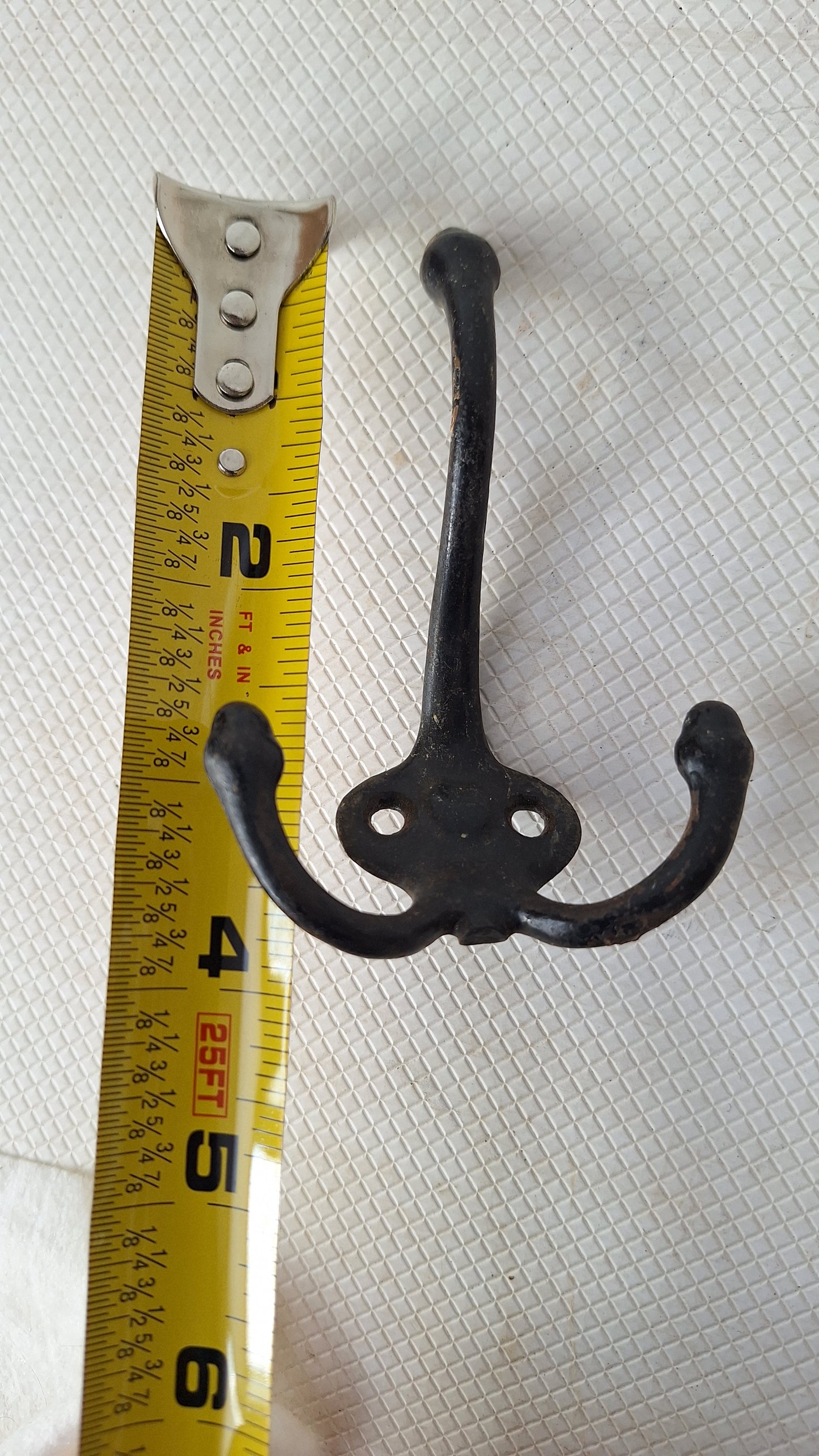 Set of Three Antique Iron "Heart" Hooks, Three Cast Iron Wall Hooks, Antique Acorn Hooks, Victorian Era Hooks, Vintage Closet Hooks 072905