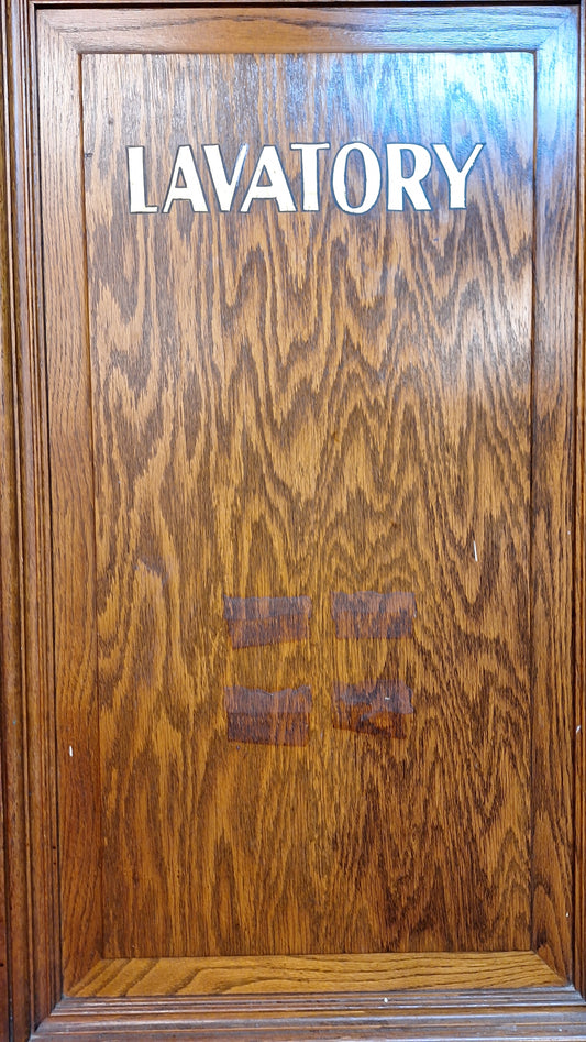 Lavatory 30" Oak Raised Panel Antique Door in Jamb, Interior Antique Passage Door in Frame, Salvaged Wood Door Architecture Salvage 080702