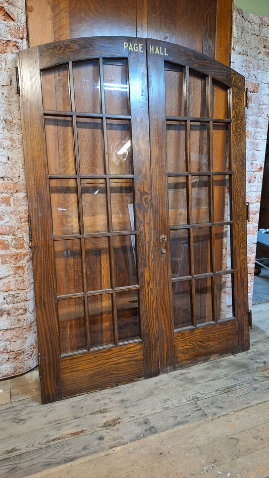 Double Arched Door Set, Curved Top Double Door Set, Pair of Antique Arch Doors, Architecture Salvage Arched French Door 080712