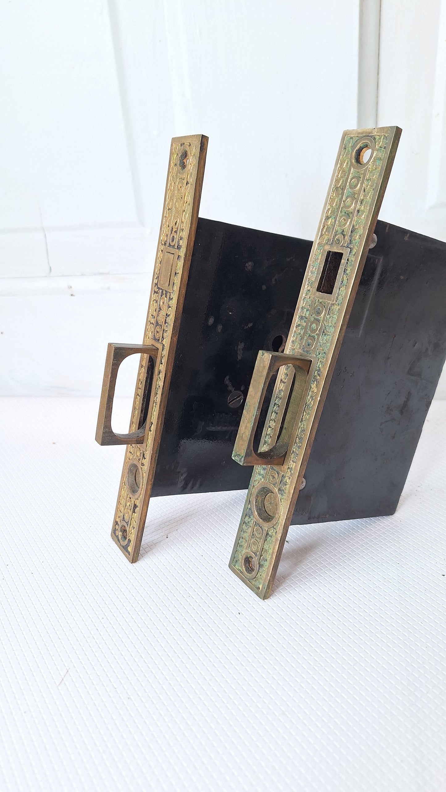 Ornate Bronze Double Pocket Door Hardware Set, Pocket Door Mortise Locks, Pocket Door Pulls, Eastlake Pocket Door Lock 081002