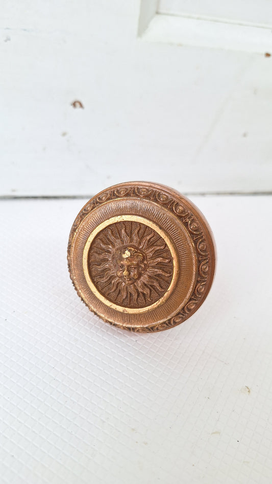Cherub Face Reading Hardware Antique Door Knob, Antique Bronze Knob, Victorian Salvaged Hardware, Fancy Doorknob, Ornate Knob 081403