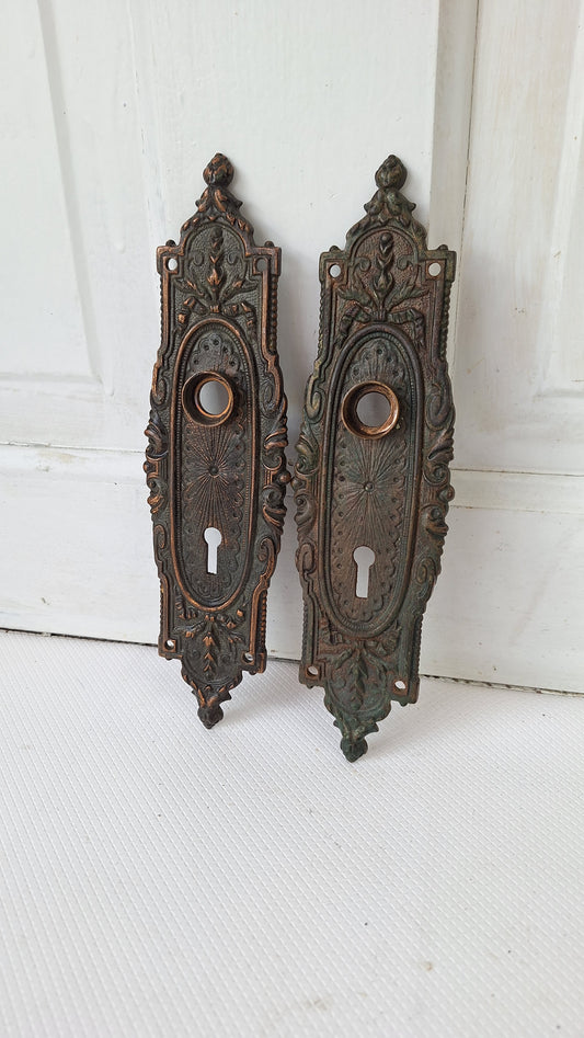 Fancy Door Plates, Salvaged Hardware, Ornate Escutcheons, Old Door Hardware, Door Knob Plates, Knob Back Plates, Antique Backplates 081902