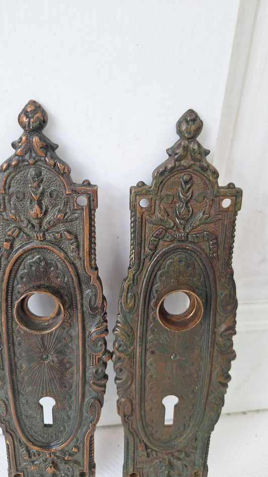 Fancy Door Plates, Salvaged Hardware, Ornate Escutcheons, Old Door Hardware, Door Knob Plates, Knob Back Plates, Antique Backplates 081902