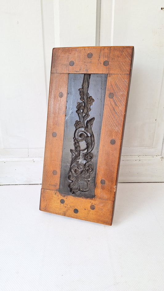 Victorian Wood Composition or Plaster Applique Mold, Antique Wooden Mold Press, Decorative Applique Press, Architecture Salvage 081904