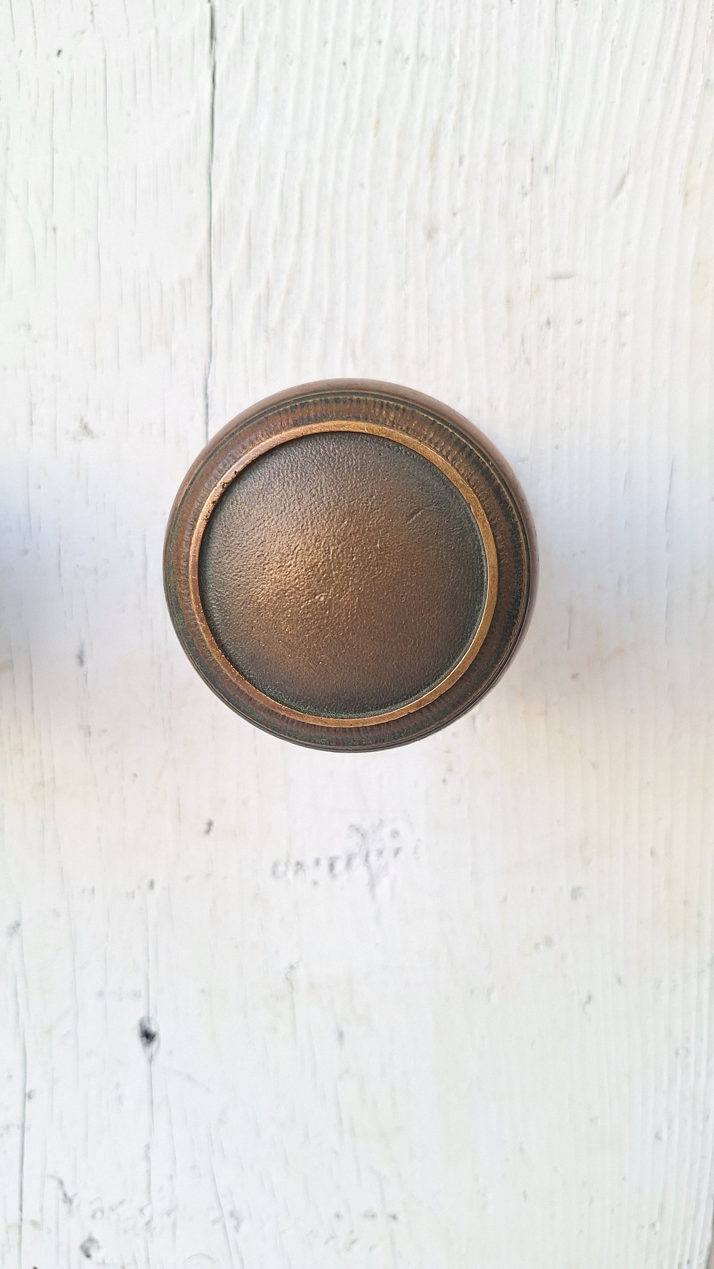 Antique Set of Solid Bronze Doorknob Set, Antique Door Knob Set with Bronze Rosettes Collars, Architecture Salvage