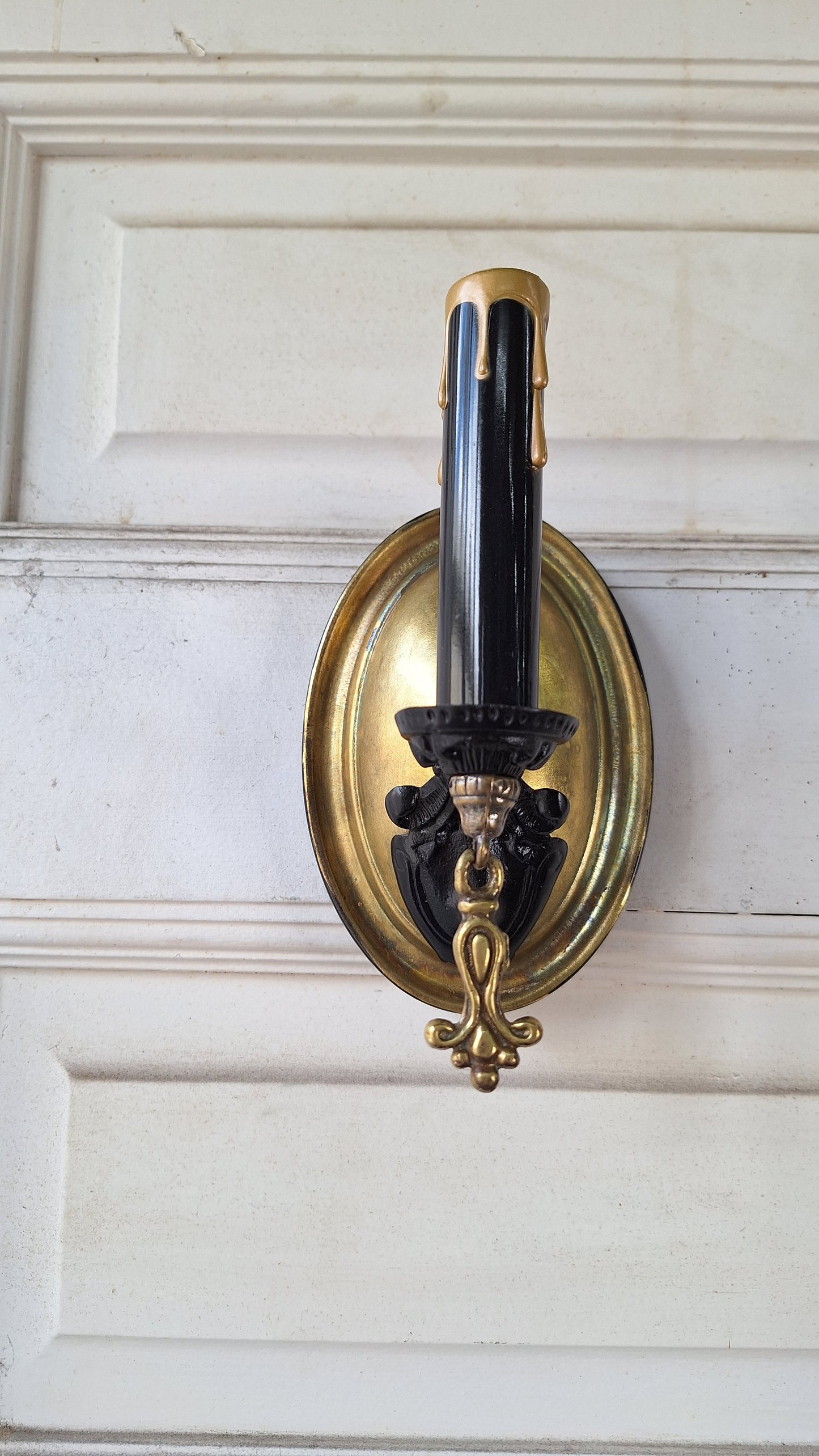 Pair of Vintage Brass Sconces, Two Antique Wall Sconce Lights with Candle Sockets 082502