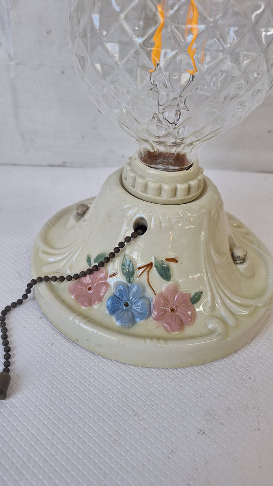 Porcelier Light, Art Deco Fixture, Art Deco Light, Single Bulb Light, White and Pink Light, Little Girl's Light, Small Nursery Light 082505