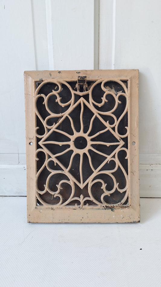 10 x 14 Antique Cast Iron Baseboard Vent, Antique Iron Angled Wall Vent Cover