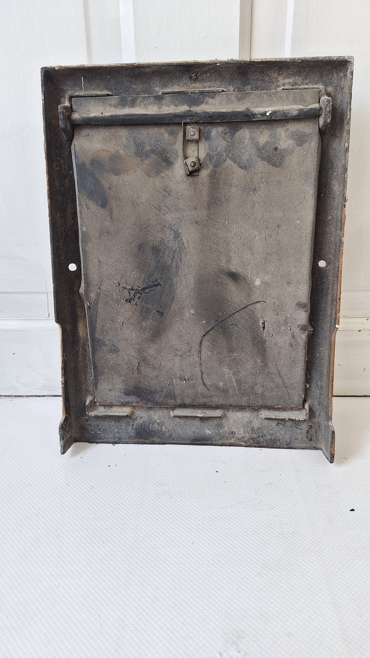 10 x 14 Antique Cast Iron Baseboard Vent, Antique Iron Angled Wall Vent Cover