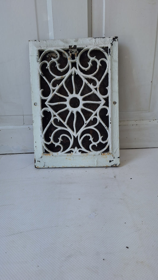 10 x 14 Vintage Wall Baseboard Vent with Louver Back, Angled Cast Iron Wall Vent Cover
