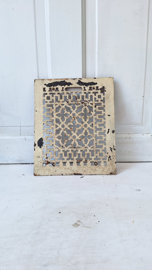 10 x 12" Fancy Pattern Antique Vent Cover, Cast Iron Ornate Heating Grate Cover