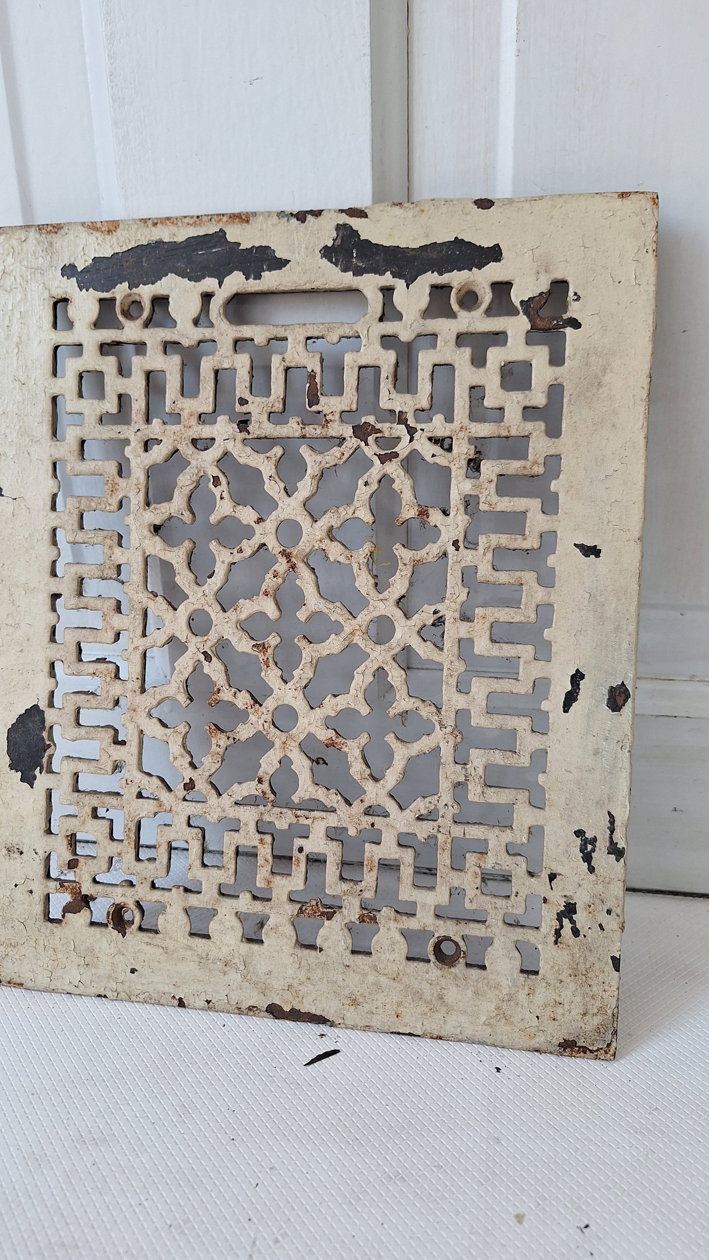 10 x 12" Fancy Pattern Antique Vent Cover, Cast Iron Ornate Heating Grate Cover