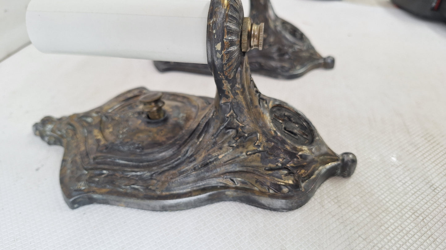 Pair Of Bronze Plated Antique Sconces, Victorian Style Matching Wall Lights