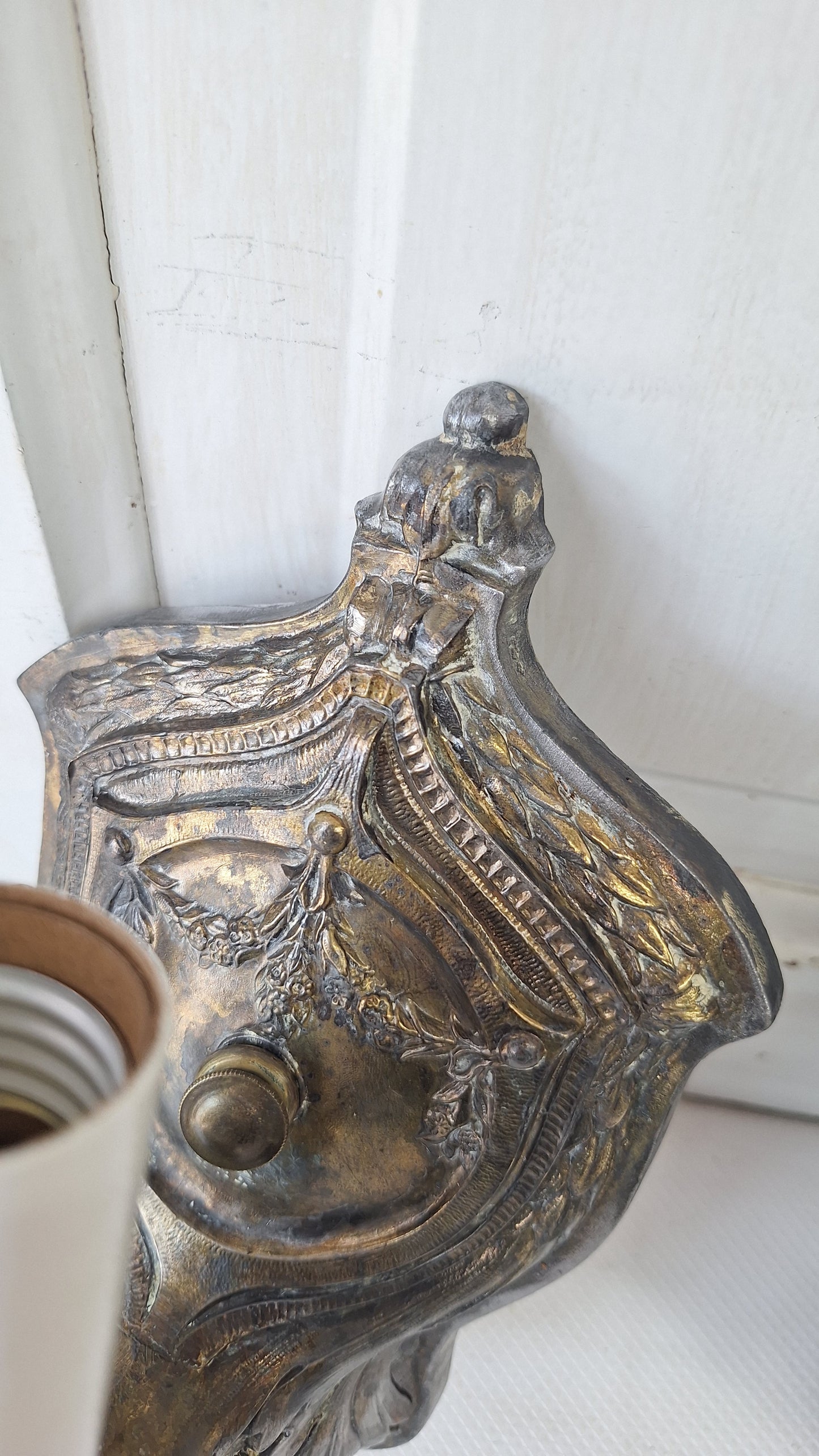 Pair Of Bronze Plated Antique Sconces, Victorian Style Matching Wall Lights