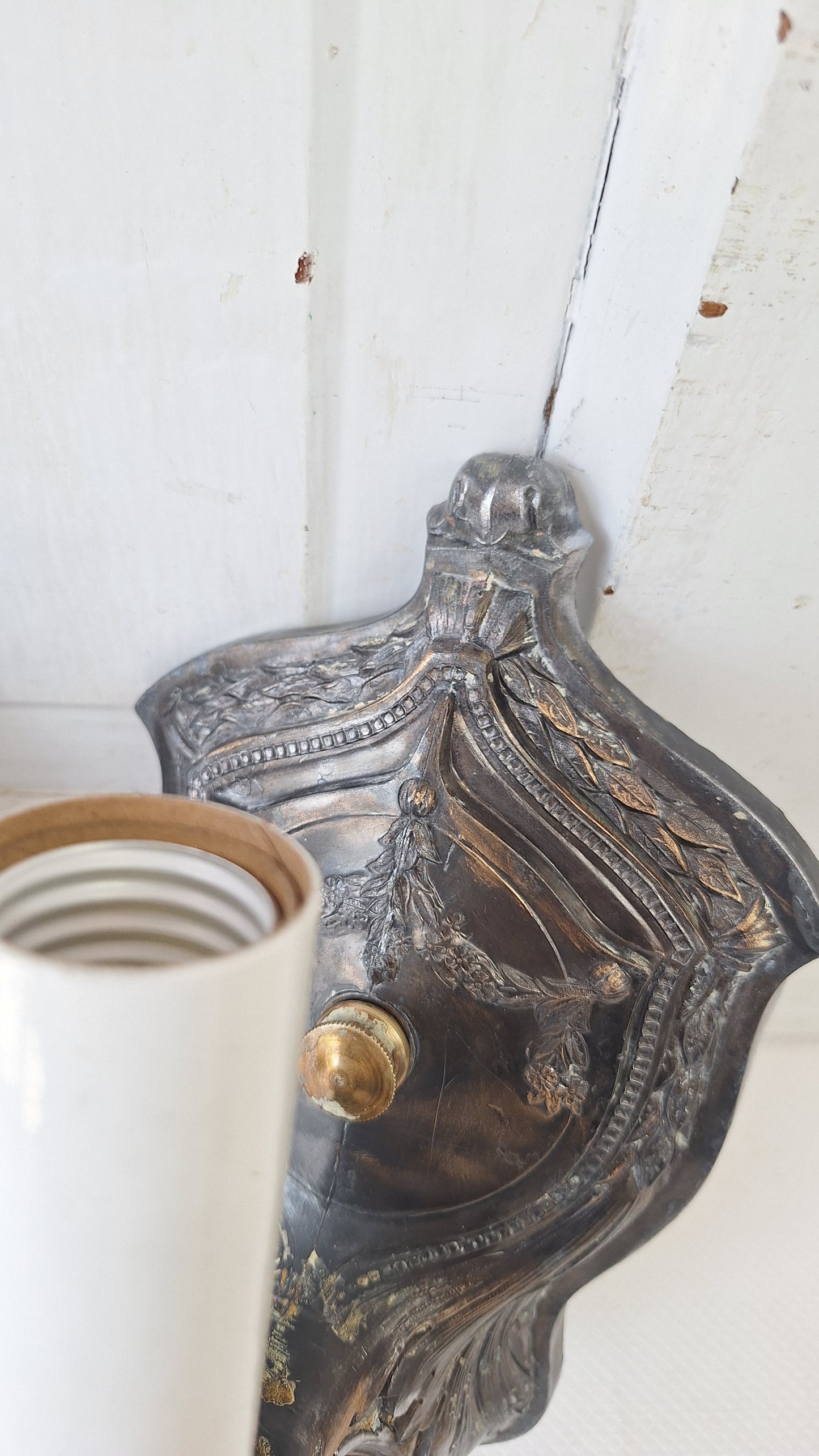 Pair Of Bronze Plated Antique Sconces, Victorian Style Matching Wall Lights