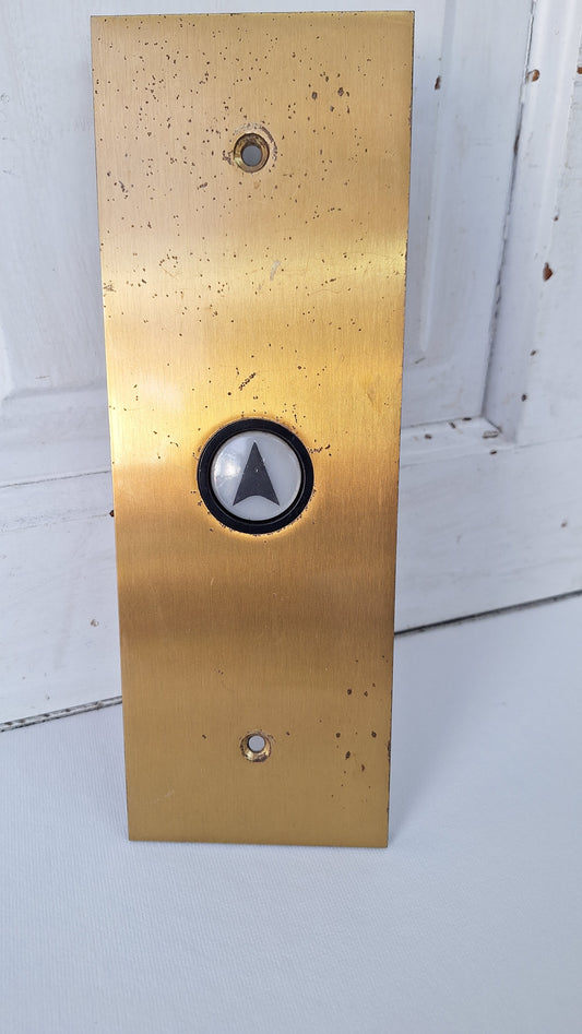 Vintage "Up" Arrow Brass Elevator Button Panel, Vintage Double Button Elevator Push Button